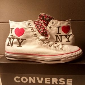 New! Mens Sz10 "I ❤️ NY" Converse White Hi Top